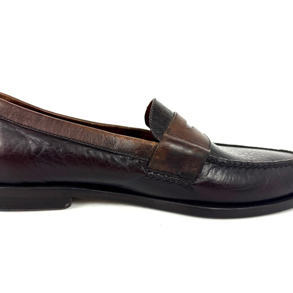 H.S Trask Bozeman Montana Brown & Burgundy Leather Classic Penny Loafers 9.5M - Picture 6 of 12